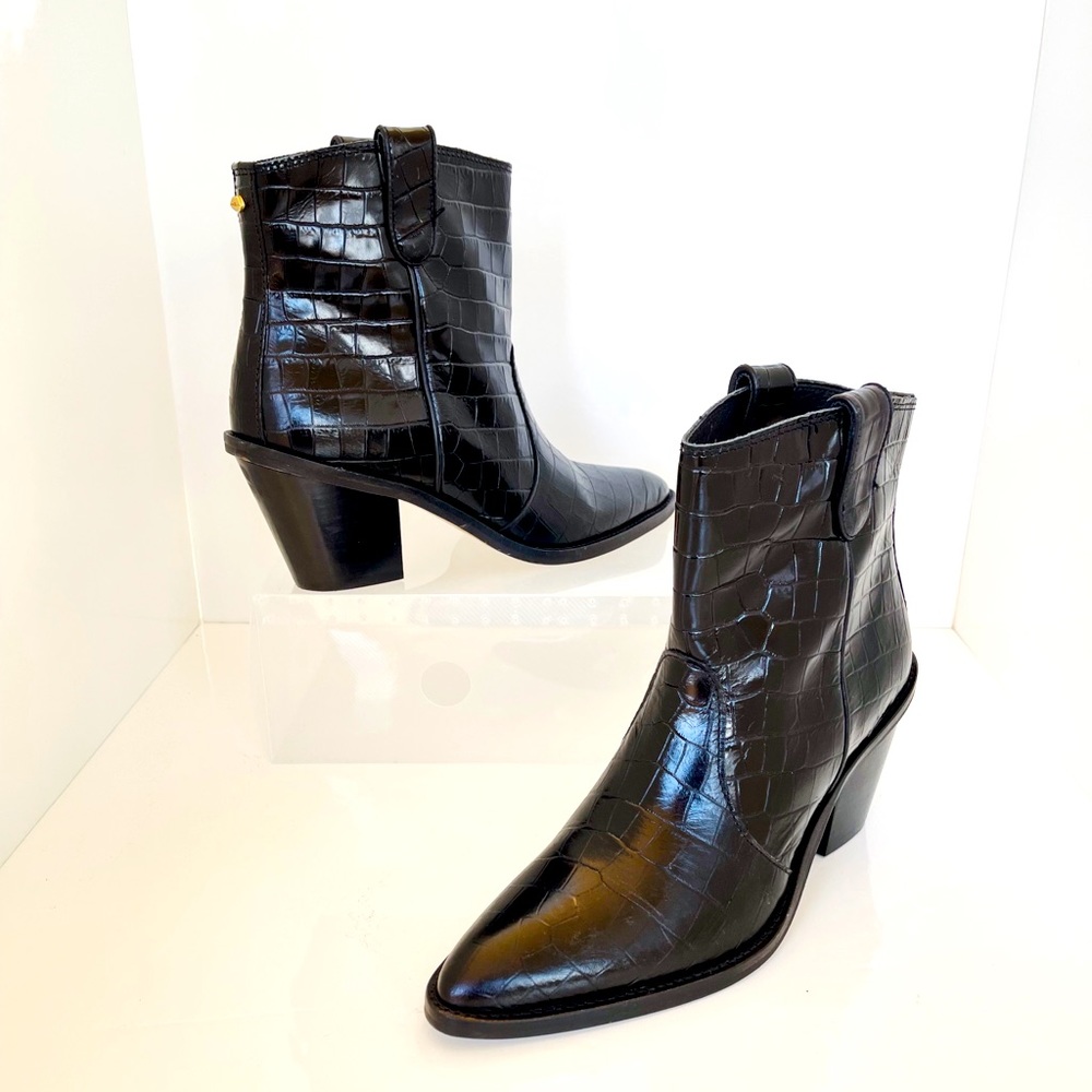 NEW ๐ฅ Designer Fabienne Chapot Black ๐ฏ %Leather Ankle Boots - Picture 3 of 11